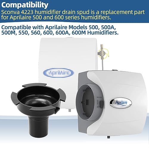 Sconva 4223 Drain Spud Compatible with Aprilaire Humidifier Models 500, 500A, 500M, 550, 560, 600, 600A, 600M Humidifier Parts & Accessories - Grill Parts America