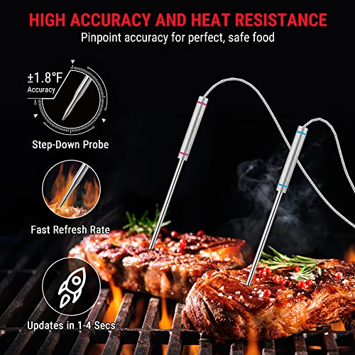 ThermoPro TP829 Wireless Meat Thermometer for Grilling and Smoking, 1000FT Grill Thermometer for Outside Grill with 4 Meat Probes, BBQ Thermometer for Smoker Oven Cooking Beef Turkey - Grill Parts America