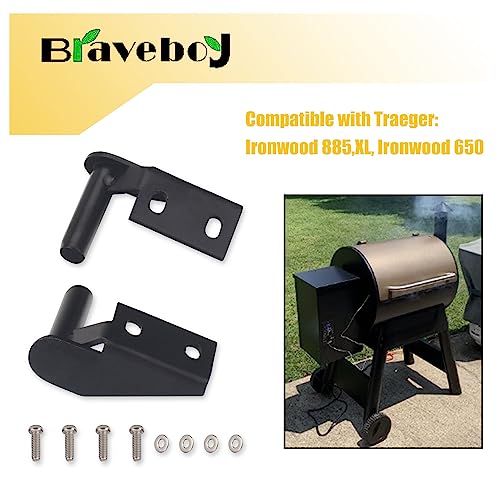 Braveboy Grills Side Door Stop Arc & Grills Lid Hinge Kit Compatible with Traeger Grills, Traeger Pellet Grills, Include One Left Side And One Right Side Hinge/Door Stop Arc BCA002 Right Side BCA081 Left Side - Grill Parts America