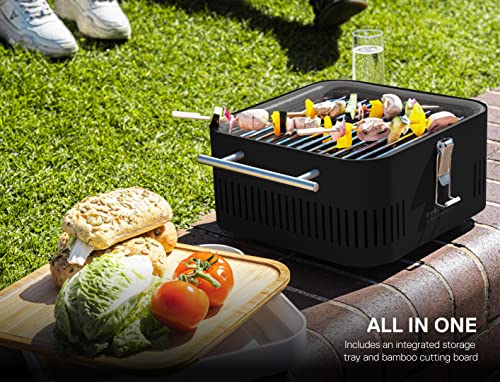 Everdure CUBE Portable Charcoal Grill, Tabletop BBQ,  Stone - Grill Parts America