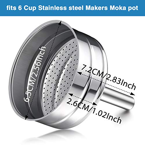 Moka Express Replacement Funnel Kits, 3 Packs Replacement Gasket Seals, 1 Stainless Steel Replacement Funnel with 1 Pack Stainless Filter Replacement (6-Cup) - Kitchen Parts America