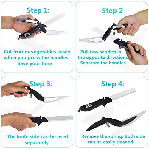 YD YD XINHUA Kitchen Food Cutter Chopper Clever Kitchen Knife with Cutting Board, Clever Multipurpose Food Scissors Stainless Steel Vegetable Slicer Fruit Cutter Quick & Easy to Cut BBQ Tools - Kitchen Parts America