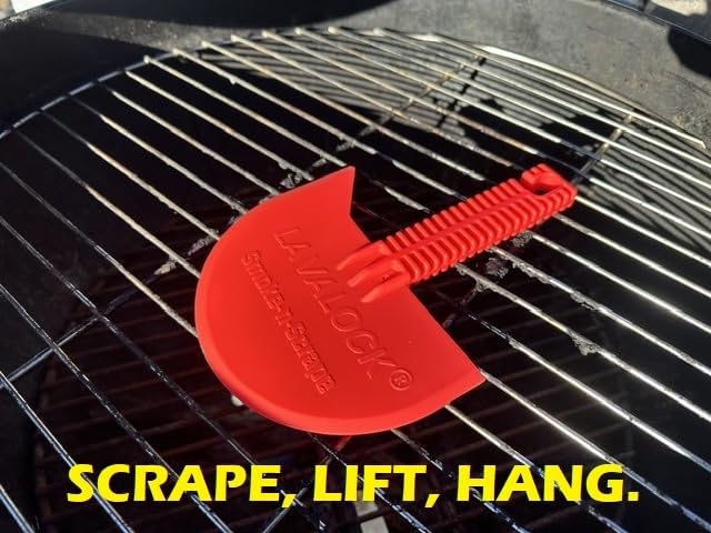 LavaLock Smok-n-Scrape Grill and Smoker Scraper, Residue Remover Cleaning Tool for Weber Kettle, Weber Smokey Mountain, UDS, WSM (Red Smoke-n-Scrape) - Grill Parts America