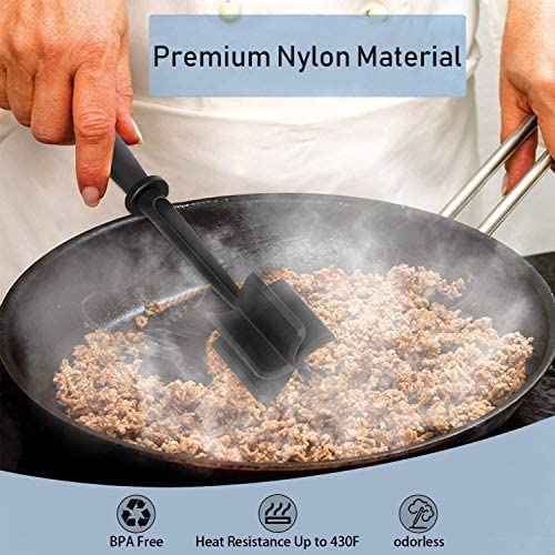 Meat Chopper, 5 Curve Blades Ground Beef Masher, Heat Resistant Meat Masher Tool for Hamburger Meat, Ground Beef, Turkey and More, Nylon Hamburger Chopper Utensil Non-scratch Utensils - Kitchen Parts America