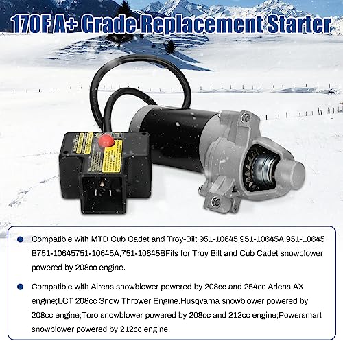 Saree JQ170 Electric Starter for Snowblower, Compatible with mtd cub ca-det Snowblower, Compatible with cub Cadet Troy bilt Snow Thrower, Compatible with 951-10645, 951-10645a, 751-10645, 751-10645a - Grill Parts America