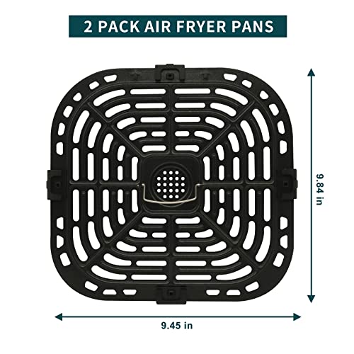 2 Pack Air Fryer Grill Pans Replacement Parts for Instants Vortex Plus 6QT Air Fryers, Air Fryer Accessories Air Fryer Tray with Rubber Bumpers for 6QT Air Fryer, Dishwasher Safe - Grill Parts America