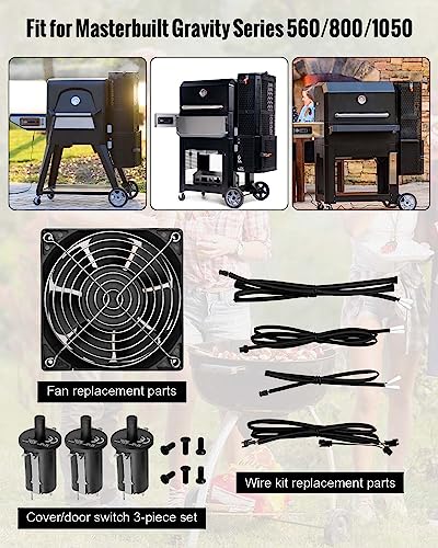 Fan and Lid/Door Switch Replacement Kit Compatible with Masterbuilt Gravity Series 560 1050 800 Digital Charcoal Grill and Smoker Combo, Replace 9904190041, 9904190045 - Grill Parts America