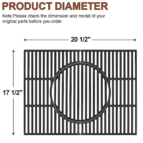 Outspark 64815 Gourmet BBQ System Grill Grates for Weber Spirit II 200/Spirit 200 SER(Model YRS 2013-Current),Cast Iron Cooking Grid for Weber Spirit Spirit 2 E-210 S-210 E-220 S-220,7637,67022 - Grill Parts America