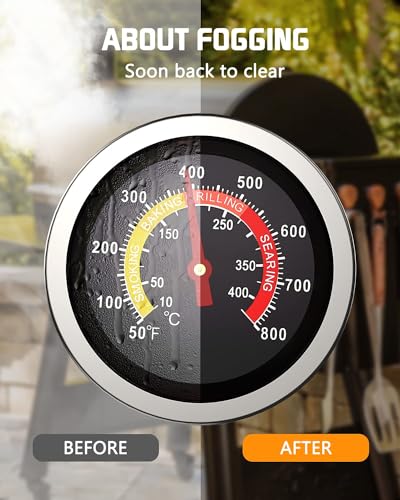 Grill Temperature Gauge, 2.36", Grill Thermometer for Various Types of Grills, Durable & High-Temperature Resistant, BBQ Thermometer with 4 Visible Colored Zones (Silver) - Grill Parts America