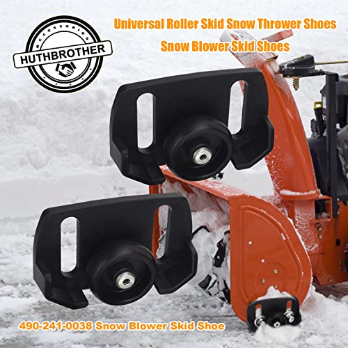 Huthbrother Universal Roller Skid Snow Thrower Shoes | 490-241-0038 Snow Blower Skid Shoes W/Hardware, for Craftsman, MTD, Cub C-adet, Fits Most 2-Stage and 3-Stage Snow Thrower Snowblowers - Grill Parts America