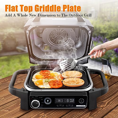 GRILL FORCE Cast Iron Griddle for Ninja Woodfire Grills,Non-Stick Griddle Plate Flat Top Griddle Grill Pan Compatible with Ninja Woodfire Outdoor Grills (Ninja OG701) Ceramic Coating,Insert - Grill Parts America