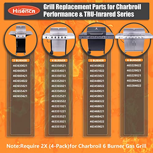 Hisencn Heat Plates - for Charbroil Performance 5 Burner Gas Grill 463448021, 463450022, 463451022, 463455021, 463449021, Grill Heat Plate Replacement Parts, G325-0002-W1 Heat Plates, Stainless Steel - Grill Parts America