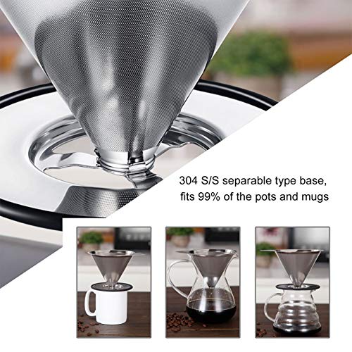 Pour Over Coffee Dripper Stainless Steel LHS Slow Drip Coffee Filter Metal Cone - Kitchen Parts America