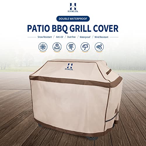 HAMLER Grill Cover 52 Inch, Heavy Duty Waterproof BBQ Covers, Gas Grill Covers Fits Weber Spirit, Weber Genesis, Char-Broil, Nexgrill, Brinkmann, Brown & Beige - Grill Parts America