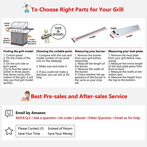 Hisencn Grill Replacement Parts for Brinkmann 810-1750-s, 810-1751-S, 810-3551-0 Gas Grill Models, Stainless Steel Grill Burner, Heat Plates, Crossover Tube for Brinkmann 5 Burner Gas Grill - Grill Parts America