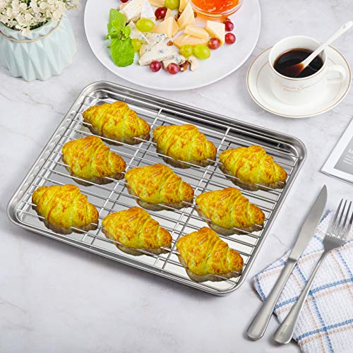 WEZVIX Stainless Steel Baking Sheet with Rack Set Tray - Kitchen Parts America