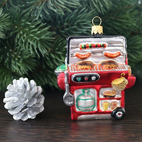 BBQ Gas Grill Food Chef Cooking Camping Travel Polish Glass Christmas Tree Ornament Souvenir - Grill Parts America