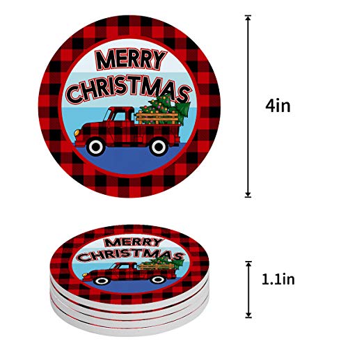 Chic D Absorbent Drink Coasters Merry Christmas, Funny Stone Ceramic Coasters Set - Grill Parts America