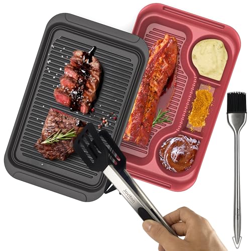 Joviton Home 4PCS Melamine Grill Prep Station Tray Set, Outdoor BBQ Grill Station Accessories for Raw and Cooked Food, BBQ Grill Tools Added - Grill Parts America