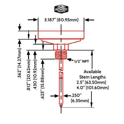 Midwest Hearth BBQ Smoker Thermometer for Barbecue Grill, Pit, Barrel 3" Dial (4" Stem Length, Glow Dial) - Grill Parts America