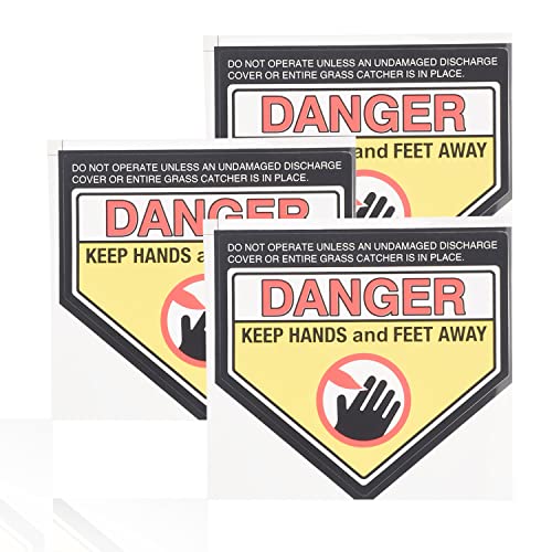 Huthbrother 3-Pcs Lawn Mower Safety Danger Keep Hands and Feet Away Deck Decal, for Most Lawn Mower Deck, Size 3.8inch×4.2inch, 610640 - Grill Parts America