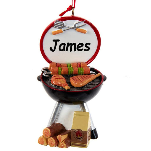 Personalized Grill Christmas Ornament - Grilling Holiday Tree Decoration Outdoor Barbeque Grill BBQ Burger Steak Charcoal Griller Kabob Hickory Wood with Custom Name - Grill Parts America