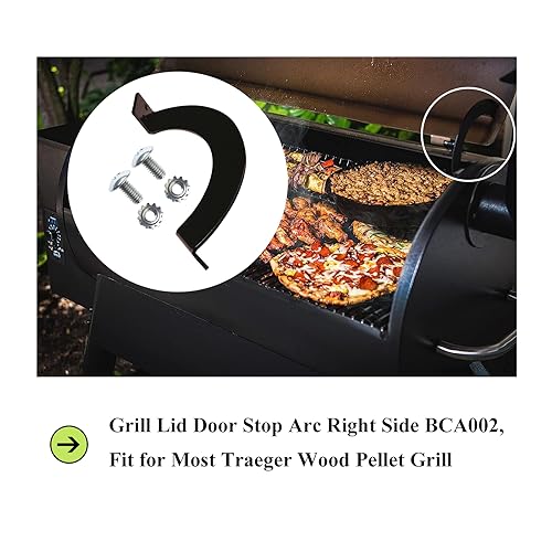 Newly Upgraded BCA002 Grill Lid Door Stop Arc Right Side for Most Traeger Grills, Fits Pro Series 22, Tailgater 20, Century 885, Eastwood 22, Include Door Stop Arc (Right Side) W/Screw - Grill Parts America