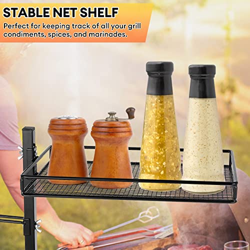 3-in-1 Grill Accessories Organizer, Grill BBQ Caddy for Outdoor, Barbeque Accessory Holder, Camping BBQ Condiment Caddy with Paper Towel Holder, Hooks, Flat Mesh Shelf, Grilling Utensil Storage Tool - Grill Parts America