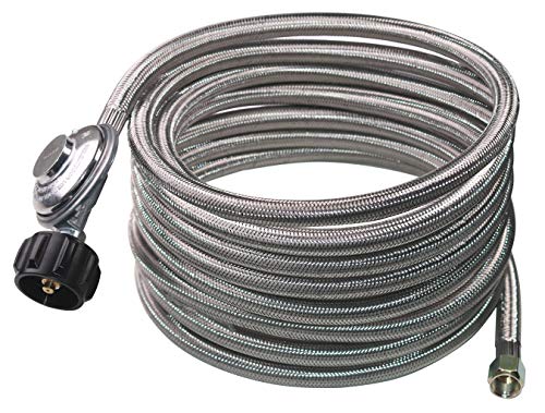 DOZYANT 15 Feet Universal QCC1 Low Pressure Propane Regulator Grill Replacement with Stainless Steel Braided Hose for Most LP Gas Grill, Heater and Fire Pit Table, 3/8" Female Flare Nut - Grill Parts America