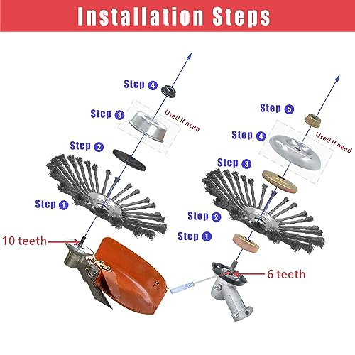 NeJesZoe 10 inch Unbreakable Steel Wire Weed Brush Cutter Trimmer Head,Lightweight Wired Trimmer Blade for Weed Eater,Wired Weed Cutter Universal Attachments Head,Upgraded Rotary Weed Eater Head - Grill Parts America