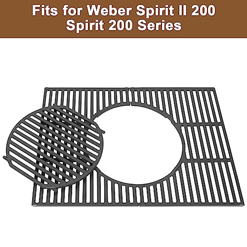 Outspark 64815 Gourmet BBQ System Grill Grates for Weber Spirit II 200/Spirit 200 SER(Model YRS 2013-Current),Cast Iron Cooking Grid for Weber Spirit Spirit 2 E-210 S-210 E-220 S-220,7637,67022 - Grill Parts America