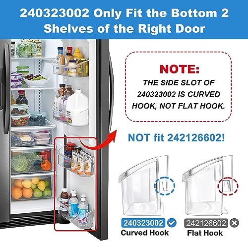 2 Pack 240323002 Refrigerator Door Bin Shelf Compatible with Frigidaire & Kenmore Bottom 2 Shelves on Refrigerator Side, PS429725, AP2115742 Replacement Parts Upgraded - Grill Parts America