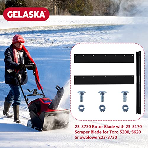 GELASKA 23-3730 Rotor Blade Paddles with 23-3170 Scraper Bar for Toro S-200, S-620, S200, S620 and Snow Master 20 Snowblowers - Grill Parts America