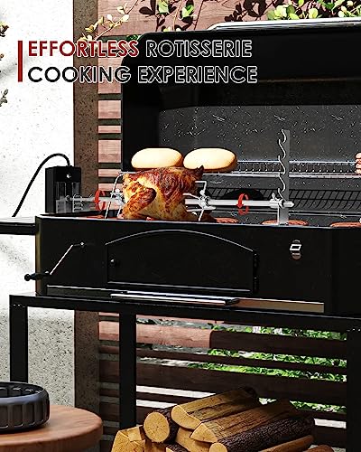 Rotisserie Grill Kit, Automatic Rotating BBQ, UL Certificated Universal Grill Rotisseries with 120V 4W Motor, 28” Spit Rod, 2 x 4 Forks, Complete Holders, and Fixing Screw for Backyard and Outdoor - Grill Parts America