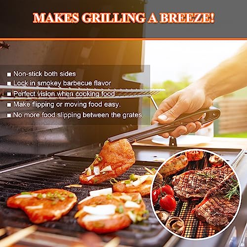 Grill Mesh Mat Set 5 Grill Accessories BBQ Tools Reusable Non-Stick Grill Mat for Vegetables Fish Barbecue Grilling Mat Sheets for Outdoor Smoker Charcoal Gas Electric Grill,XL 15.75 x 13 inch, Black - Grill Parts America