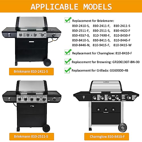 GasSaf Grill Grates Replacement for Brinkmann 810-2410-S,810-2511-F,810-9415-W,810-7490-F, Charmglow 810-8410-F, Browning, Grillada & Others, Set of 3 Cast Iron Cooking Grate(17 3/4" x 8 15/16" each) - Grill Parts America