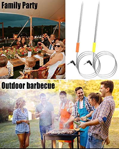 2 Pcs Meat Probe Thermometer Fit for Oklahoma Joe's Rider Z Grills Cuisinart Wood Pellet Gril Smoker Barbecue Rack, Meat Temp Probe for Smokers with Temperature Probe Clip and Probe Grommet - Grill Parts America