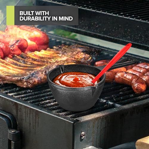 Modern Innovations Cast Iron Melting Pot, Cast Iron Basting Pot for Grill Cooking, Cast Iron Saucepan, Simmer Sauce and Butter, Small Cast Iron Pot, Mini Cast Iron Bowl for Sauces - Grill Parts America