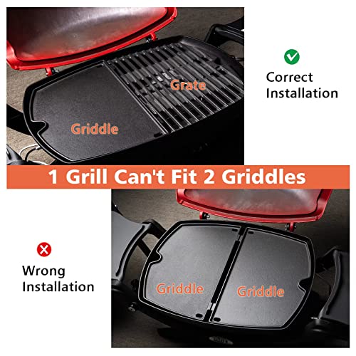 Barbqtime 17 Inch Grill Burner Tube and Cast Iron Cooking Griddle for Weber Q100 Q120 Q1000 Q1200 Baby Q Gas Grill, Stainless Steel Grill Burner Replacement Parts for Weber 41657, 69957, 60040, 6558 - Grill Parts America
