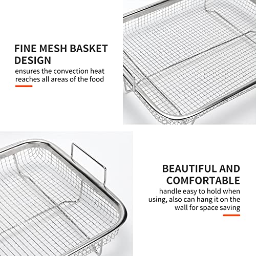 New Version Stainless Steel Air Fryer Basket For Oven 2 Piece + Stainless Steel Air Fryer Tray For Oven 2 Piece Set - Kitchen Parts America