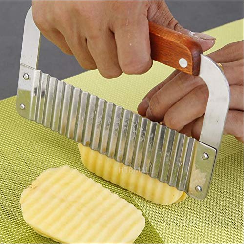 Crinkle Potato Cutter, Wavy Chopper Knife, Upgraded Stainless Steel Blade, Safe Kitchen Tools Wavy Slicer for Fruit, Vegetable, Carrot, Potato - Kitchen Parts America