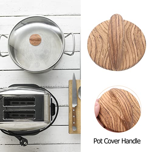 Angoily 2pcs Pot Lid Knob Pan Lid Holding Handle Universal Kitchen Cookware Lid Replacement Knob for Home Kitchen Wood Color - Kitchen Parts America