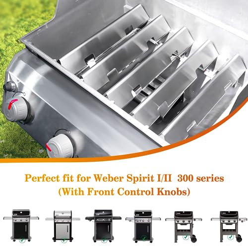 Hisencn 15.3 in Flavorizer Bars for Weber Spirit I/II 300 Series GS4 Spirit S310 E310 E320 S320 E330 S330 Grill with Front Control Knobs, Stainless Steel Heat Plate for Weber Spirit Grill Part - Grill Parts America