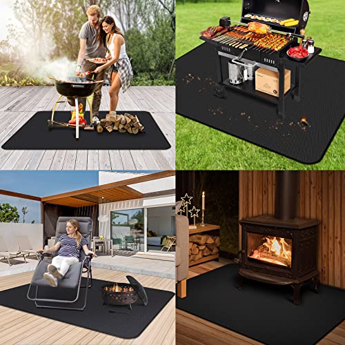 Under Grill Mat EC TECH, 60 x 48 Inch Grill Mat Under Desk, Double-Sided Fireproof Oil-Proof Mats for Fire Pit with Stitched Edge, Grill Mats for Outdoor Grill, Charcoal, Gas Grills, Smokers, BBQ - Grill Parts America