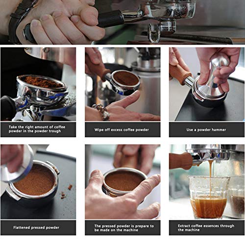 58mm Coffee Tamer Stainless Steel Base Hand Press Tool Powder Hammer Coffee Machine Parts Wood Handle Pressure Tool for Espresso Machine - Kitchen Parts America
