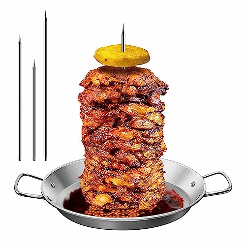 Vertical Skewer Grill, Stainless Steel with 3 Removable Size Skewers (8-inch, 10-inch, and 12-inch) for Al Pastor, Shawarma, and Chicken Skewers, Perfect for Tortilla Makers and Cowboy Grills - Grill Parts America