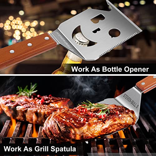 Heavy Duty BBQ Grill Tongs and Spatula for Outdoor Grill, 18 Inch Metal Grill Spatula Comes with an Extra Long Locking Kitch Tongs, Best BBQ Gift for Barbecue Grilling Master - Grill Parts America