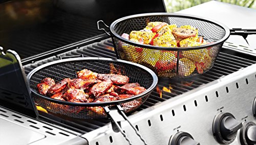 Outset 76182 Chef's Jumbo Outdoor Grill Basket and Skillet with Removable Handles - Grill Parts America