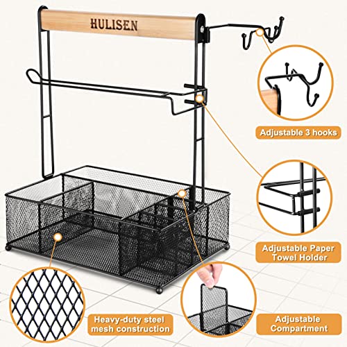 HULISEN Grill Caddy, BBQ Caddy with Paper Towel Holder, Utensil Caddy for Plates and Utensils, Picnic Condiments Caddy for Barbucue Griddle Accessories, Outdoor Camper Camping RV Backyard Must Have - Grill Parts America