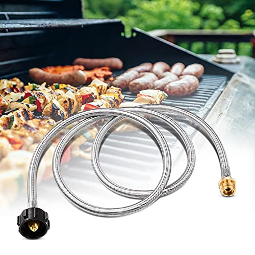 Shirbly Stainless Steel Braided Propane Adapter Hose, 1Lb to 20Lb Propane Conversion for QCC1/Type1 LP Tank, Propane Adapter Hose for Buddy Heaters, Weber Q Grill, Coleman Grill, Camp Stove (6 Feet) - Grill Parts America